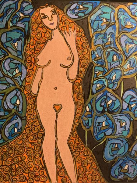 Akryl maleri Eva. af kirstenbente pedersen malet i 2025