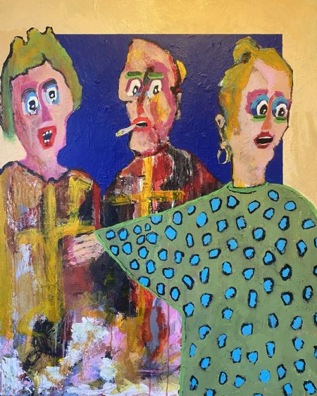 Akryl maleri Kirkens magt. af Henrik Diget Thomsen malet i 2025