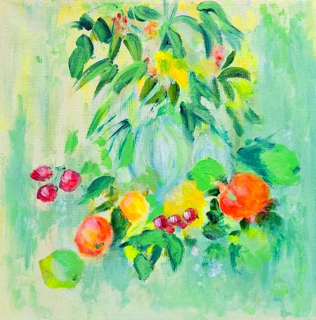  maleri 'Fruit & Flowers II' af Aase Lind malet i 