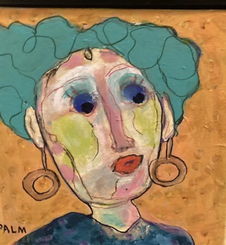 Akryl maleri Lystig dame af Elsabeth Palm malet i 2025