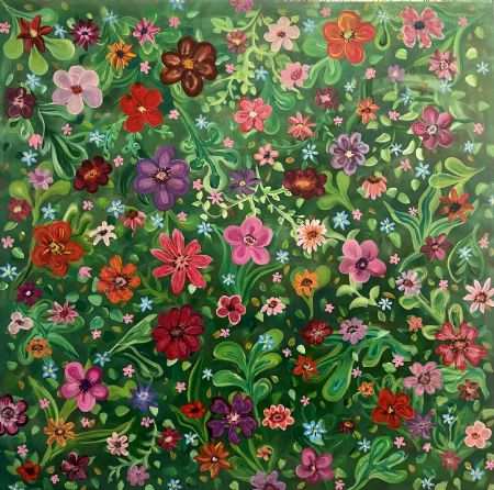 Blandede medier maleri Brokade af Lisbeth Storgaard malet i 2025