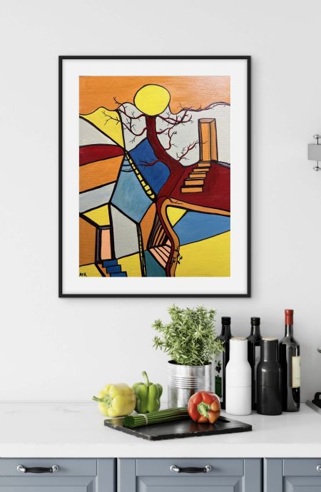 Akryl maleri Strange Shapes. af Anette Thorup Hansen (ATH) malet i 2025