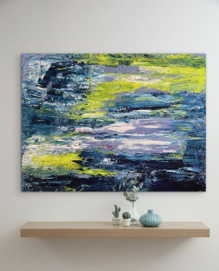 Akryl maleri The Green Isle af Anette Thorup Hansen (ATH) malet i 2025