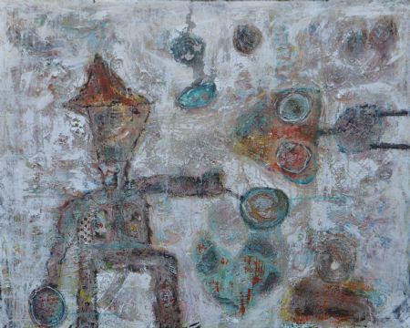 Blandede medier maleri Puds mine kugler. af Helle Jensen malet i 