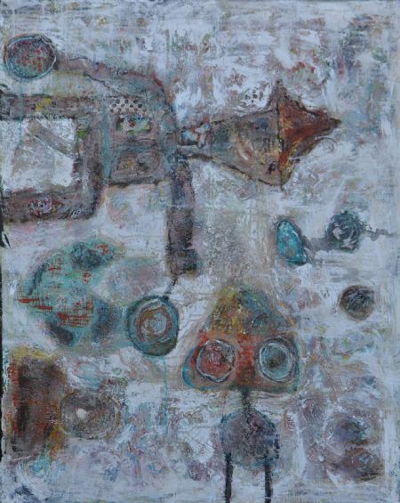 Blandede medier maleri Puds mine kugler. af Helle Jensen malet i 