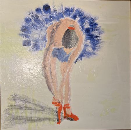 Akryl maleri Lille ballerina af Helle Olesen malet i 2025