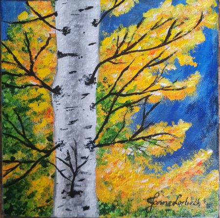 Akryl maleri Birk #1 af Janne Lerbech malet i 