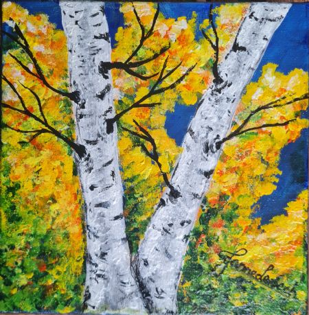 Akryl maleri Birk #2 af Janne Lerbech malet i 