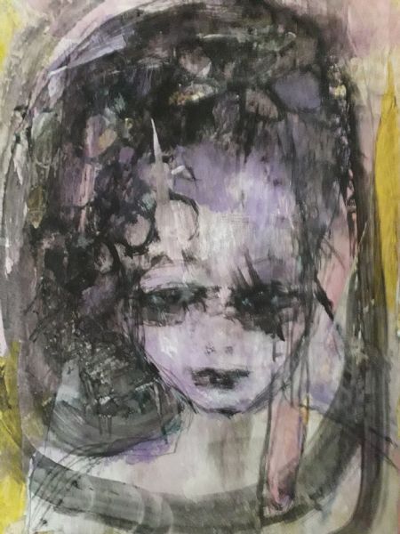 Blandede medier maleri Blackout af Lili Hollesen malet i 2025