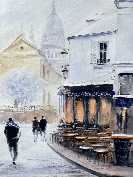 Akvarel maleri Montmartre af Galina Landbo malet i 