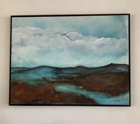Akryl maleri Abstrakt landskab 3 af Gudrun Anette Andersen malet i 2025