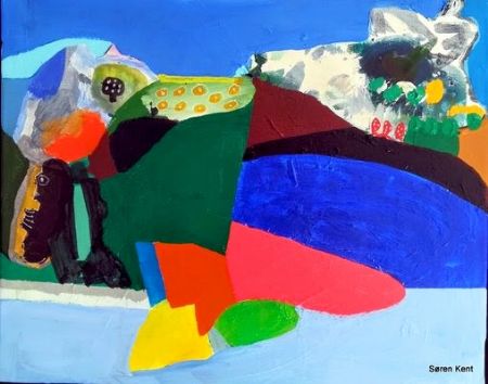 Akryl maleri Gudhjem af Søren Kent malet i 2025