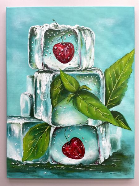 Akryl maleri Indespærret sommer af Vibeke Findshøj malet i 2025