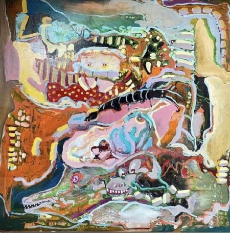 Akryl maleri Jungle vibs. af Henrik Diget Thomsen malet i 2024