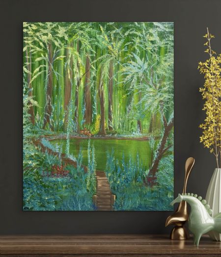 Akryl maleri Swamp Fairy af Anette Thorup Hansen (ATH) malet i 2025