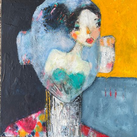 Akryl maleri Forelsket af Inge Merete Gross malet i 2025