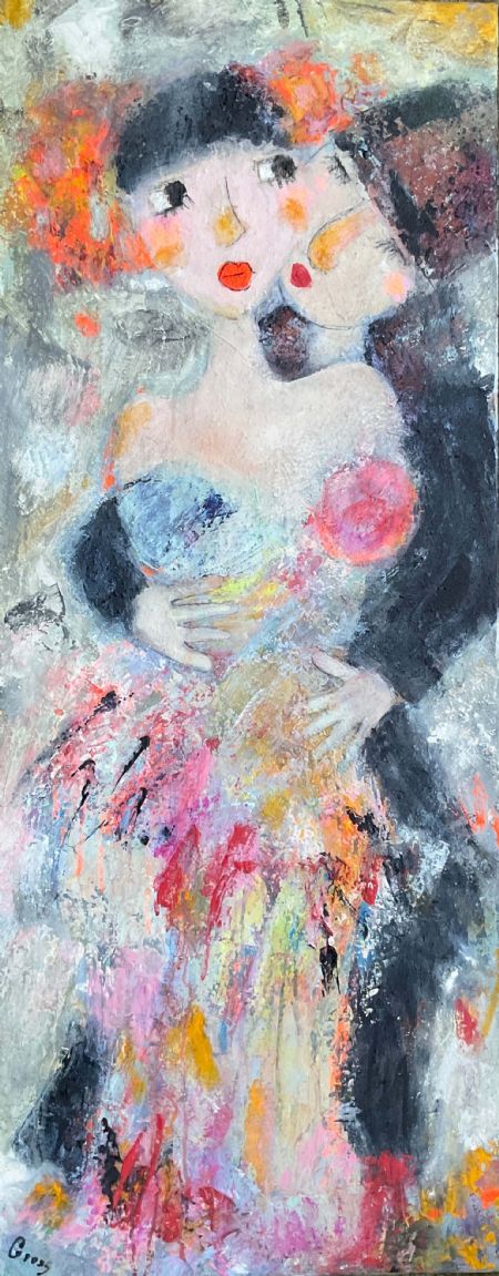 Akryl maleri Kobberbryllup af Inge Merete Gross malet i 2025