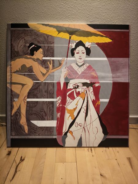 Akryl maleri Fristelsen af Daniel Andersen malet i 2025