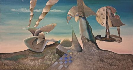 Akryl maleri Space af Kaj Andersen malet i 1978