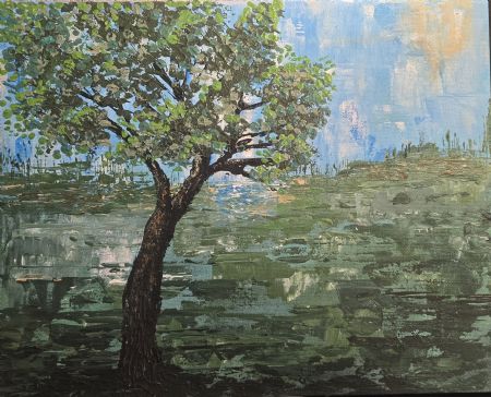 Akryl maleri Sommerens Rolige Træ af Zala A malet i 