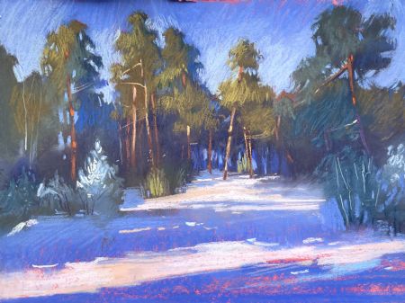 Blandede medier maleri I skoven af Galina Landbo malet i 