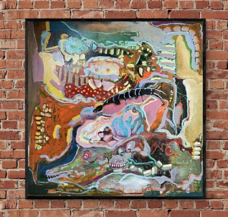 Akryl maleri Jungle vibs. af Henrik Diget Thomsen malet i 2025