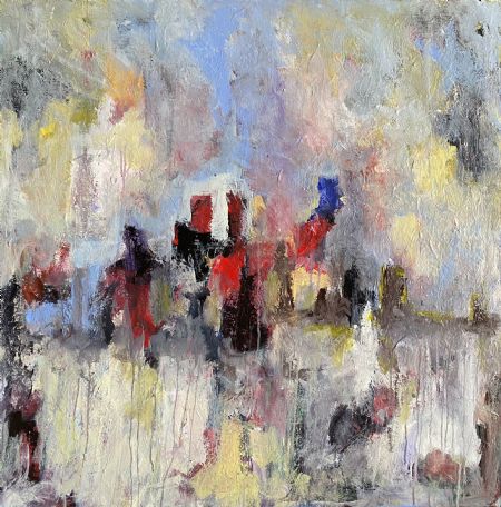 Akryl maleri Ved de riges bord. af Henrik Diget Thomsen malet i 2025