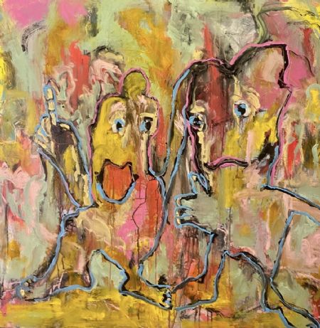 Akryl maleri celleguf. af Henrik Diget Thomsen malet i 2025