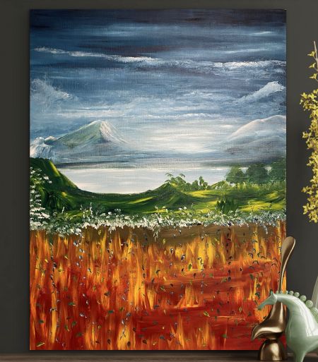 Akryl maleri Opposites af Anette Thorup Hansen (ATH) malet i 2023