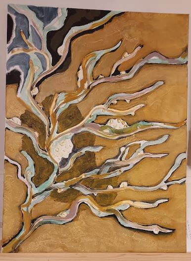 Akryl maleri Energiens vej af Edith Hansen malet i 2025