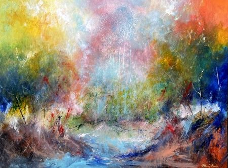 Akryl maleri Abstrakt landskab 2 af Flemming Rene Rasmussen malet i 2025