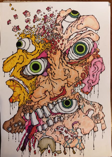 Blandede medier maleri No 1 af Marttin Cassius Christensen malet i 2025