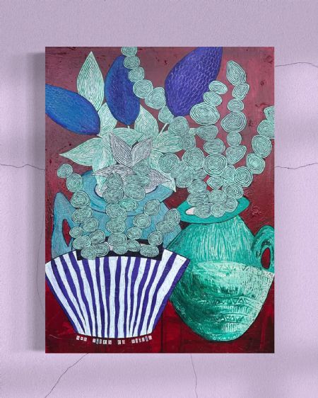 Blandede medier maleri Når Tiden Er Rigtig af Anna Wolsgaard Munksø malet i 2025