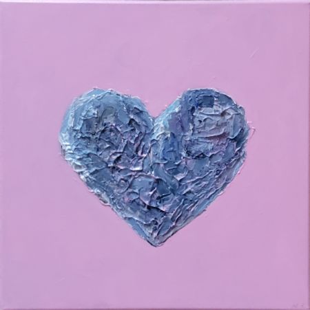 Blandede medier maleri Hjerte med lyserød baggrund af Mie E malet i 2025