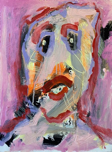 Akryl maleri Purple portræt. af Henrik Diget Thomsen malet i 2025