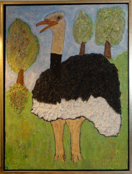 Blandede medier maleri Struds helt parat af Helle Jensen malet i 