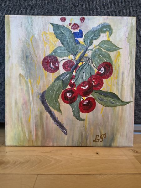 Akryl maleri Dirty cherries af Valeria Polukhina malet i 2024