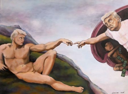 Akryl maleri The Father the Son and the Holy Ghost af Eva Vith Christensen malet i 2025