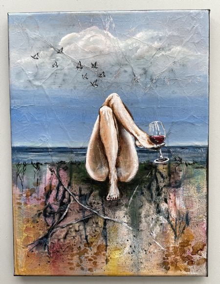 Akryl maleri Tid til pause af Vibeke Findshøj malet i 2025