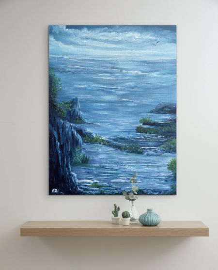 Akryl maleri Waterfront af Anette Thorup Hansen (ATH) malet i 2023