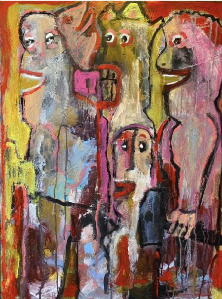 Akryl maleri Smede team. af Henrik Diget Thomsen malet i 2025