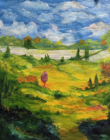 Akryl maleri Birds in the Sky af Anette Thorup Hansen (ATH) malet i 2025