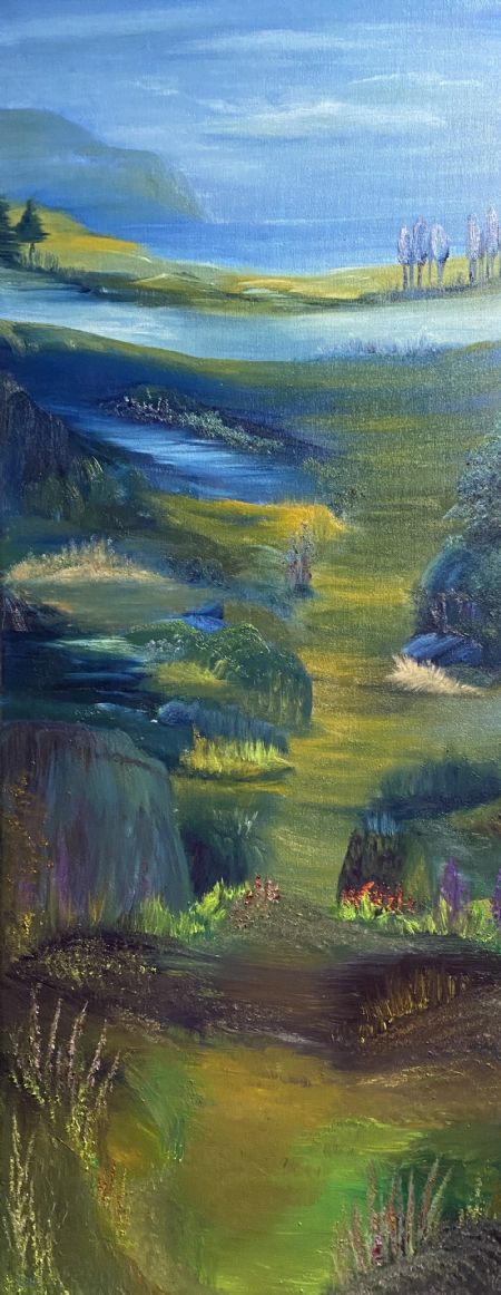 Olie maleri To the River we run… af Anette Thorup Hansen (ATH) malet i 2025