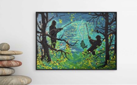 Akryl maleri Fik du den også?!? af Anette Thorup Hansen (ATH) malet i 2025