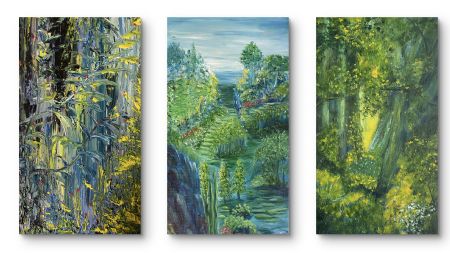 Akryl maleri Ekspr.nr.11 og impr.4 og En lille tur af Anette Thorup Hansen (ATH) malet i 2024