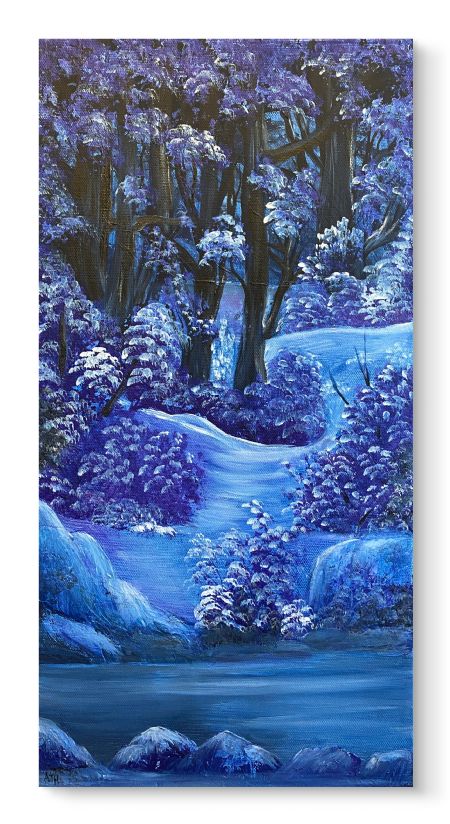 Akryl maleri Vinteraften af Anette Thorup Hansen (ATH) malet i 2024