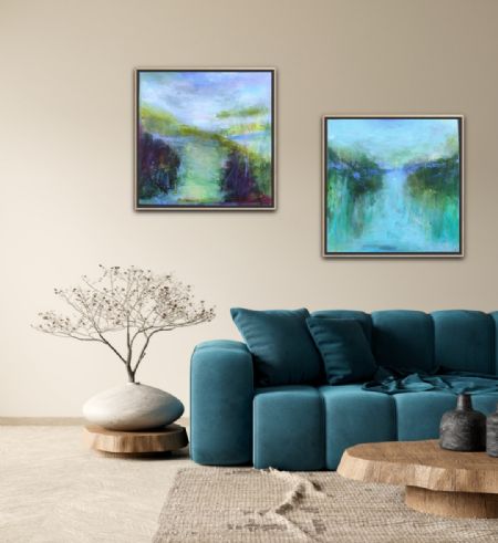 Akryl maleri The Hidden Valley 1 & 2 af Karina Døj malet i 2025