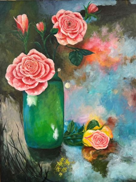 Olie maleri Rose af Eva Vig malet i 2025