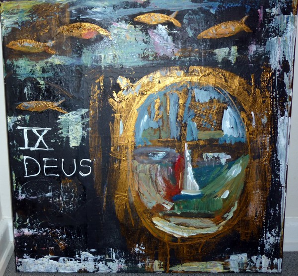 Akryl maleri Deus XI - Ikon af Fisker malet i 2010