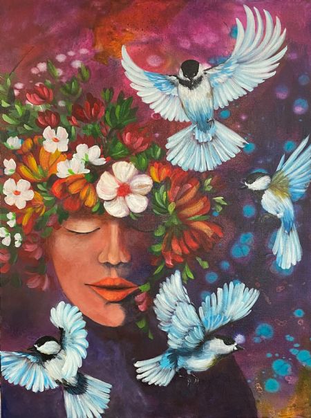 Olie maleri Frihed af Eva Vig malet i 2025